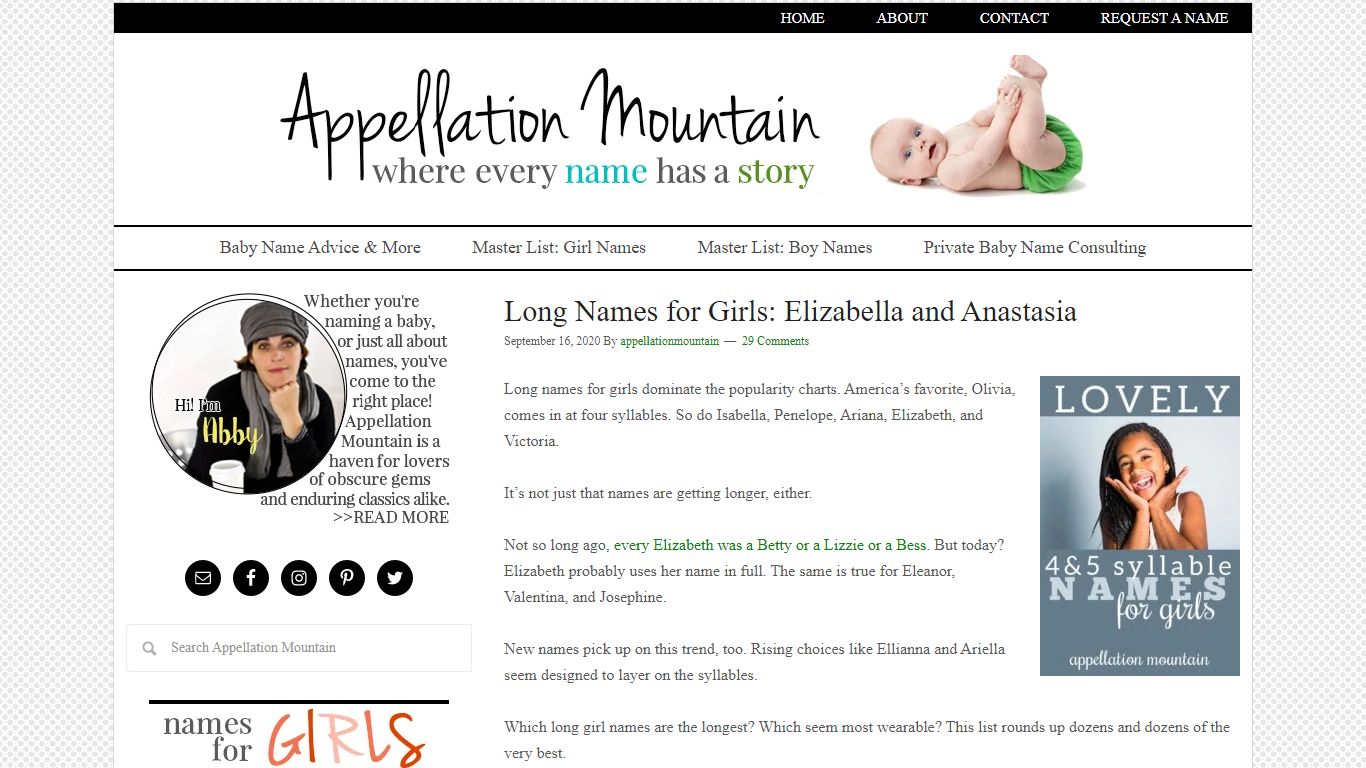 Long Names for Girls: Elizabella and Anastasia - Appellation Mountain